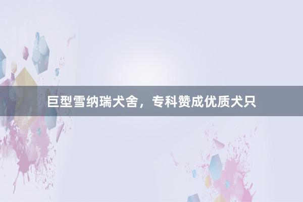 巨型雪纳瑞犬舍，专科赞成优质犬只
